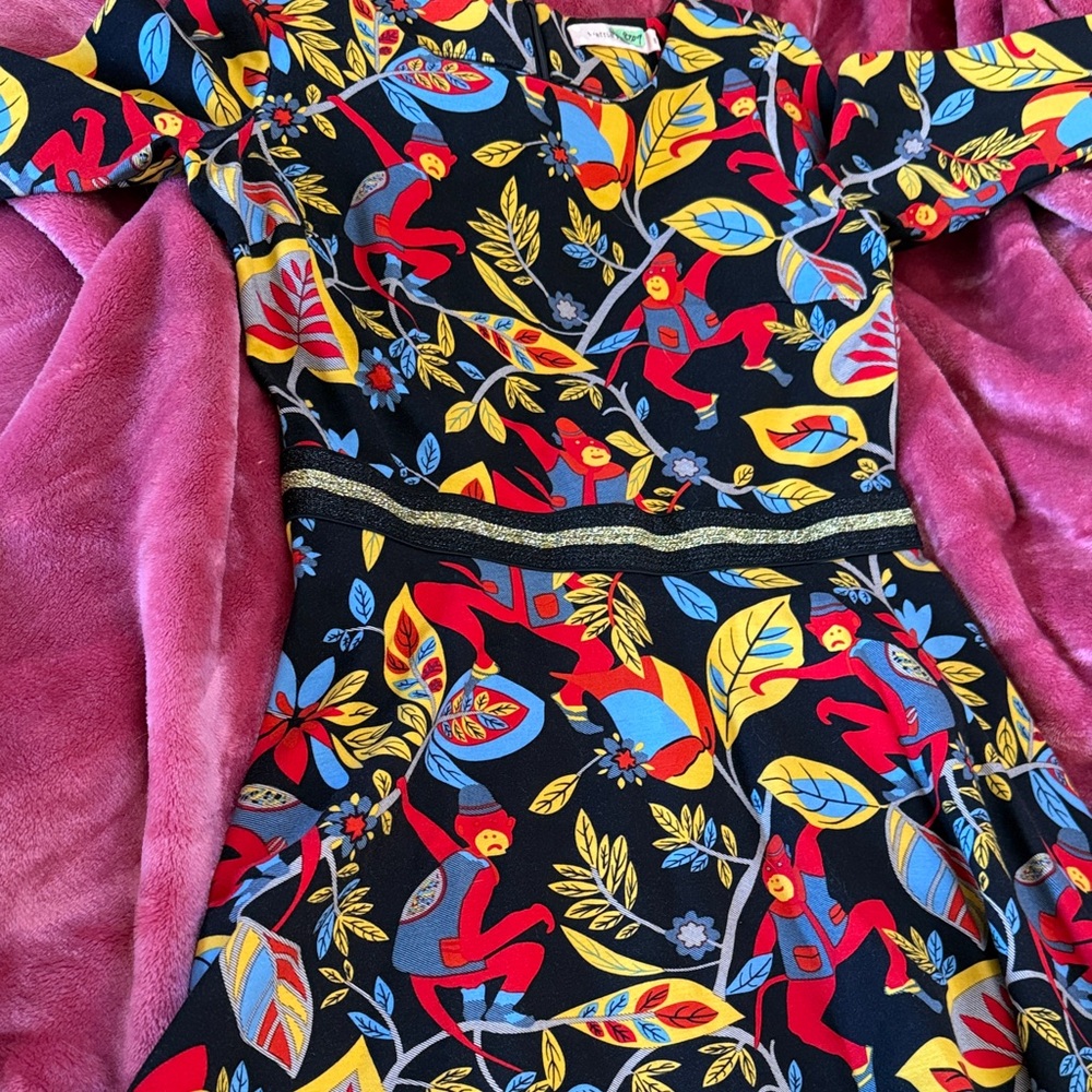 Traffic People Vibrant dress with monkeys